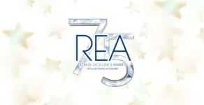 75 REA logo with star background