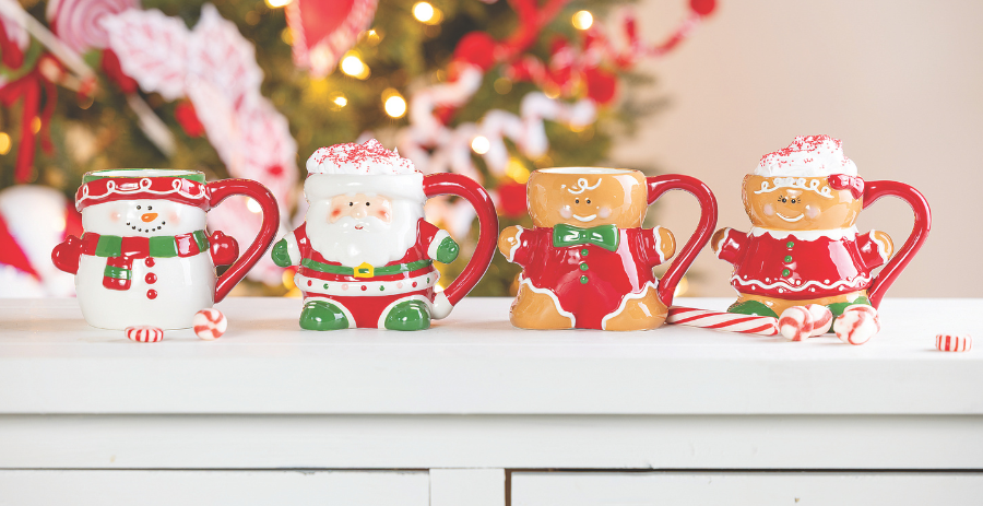 Christmas coffee mugs. Transpac