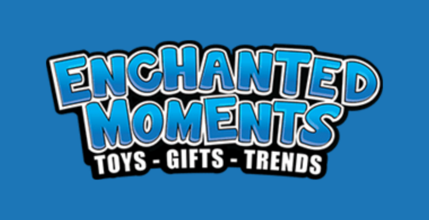 Enchanted Moments logo on blue background